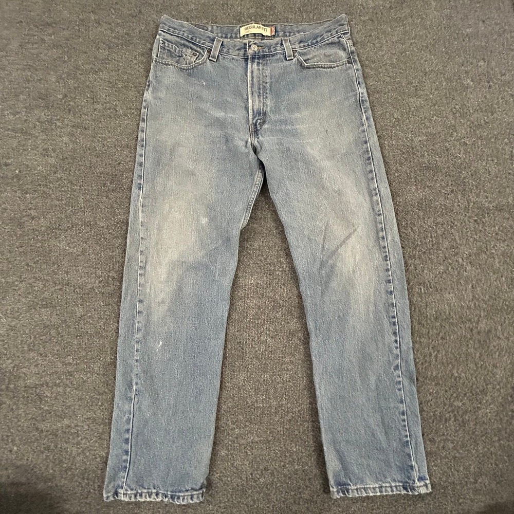 Levi's Jeans Mens Size 36 Light Wash 505 Regular Fit Straight Leg Denim Stained